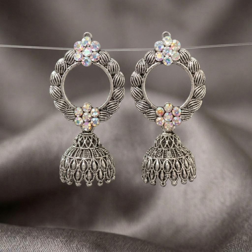 Wreath Crystal Jhumki Earrings